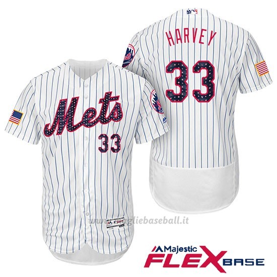 Maglia Baseball Uomo New York Mets 2017 Estrellas y Rayas Matt Harvey Bianco Flex Base